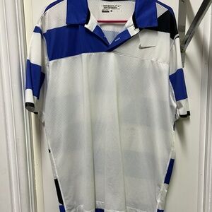 Nike Men's Blue and White Golf Shirt